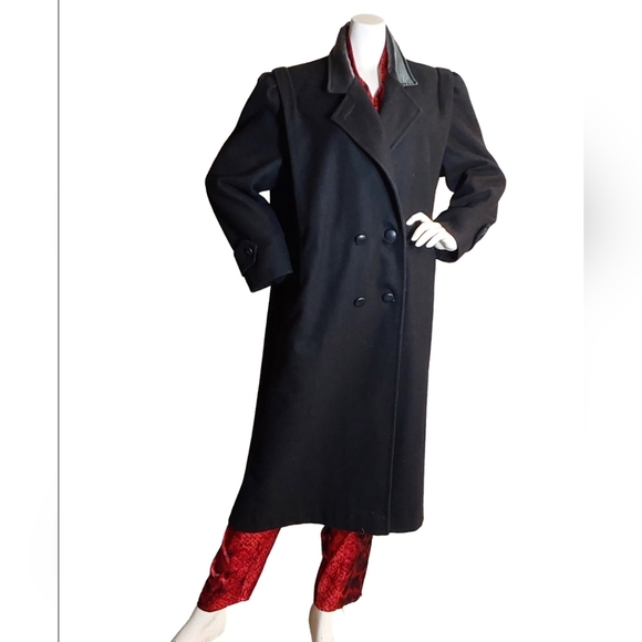 LADY SUZETTE WOMEN'S VINTAGE BLACK PEA COAT‎ SIZE LARGE - Picture 4 of 8